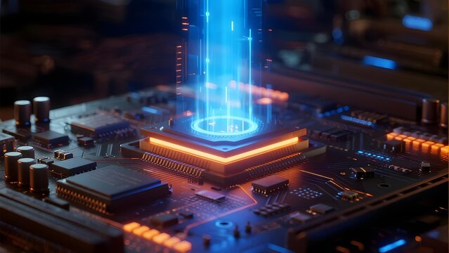 Advanced Microprocessor with Illuminated Circuitry and Holographic Display