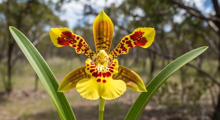 Beautiful Yellow Orchid with Red Spots.