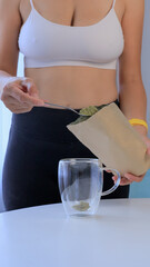 Woman Preparing Matcha Latte at Home