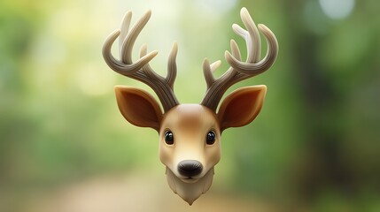 Deer emoji icon with soft fur details and clean natural blurred background