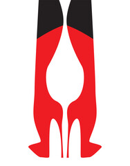 Sexy girls legs silhouette wearing high heels on white background. Vector illustration.	