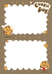 cute chocolate frame with cute cookie illustration with transparent background png for baby frame photo decoration