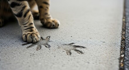 Bengal Cat Paws on Concrete.