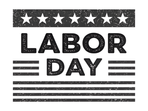 Distressed Labor Day Design with Stars and Stripes on transparent background
