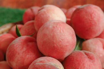Fresh Ripe Peaches with Pink Red Skin - Organic Stone Fruit Produce