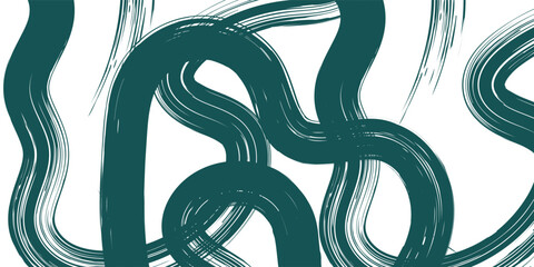 Hand drawn grainy green brush stroke with spray texture. Rough thick brush stroke texture. Grunge distress damaged old banner with zigzag bold line