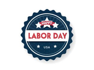 Labor Day Badge with Stars and Stripes on Transparent Background