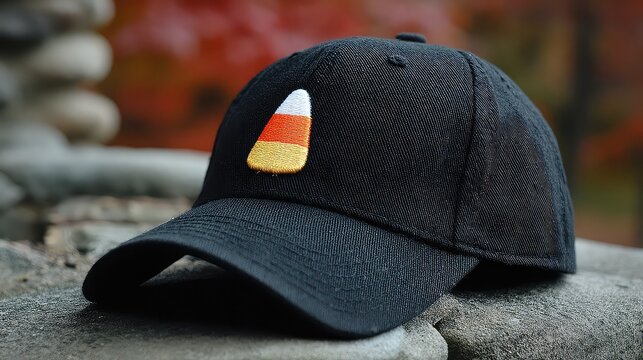 Cartoon candy corn embroidered Halloween cap