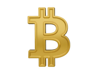 Golden bitcoin symbol isolated on transparent background