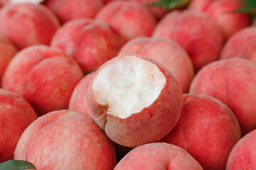 Fresh Sweet Peaches with Peeled Fruit Showing White Flesh - Healthy Organic Stone Fruit