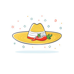 A colorful cartoon illustration of a delicious birthday cake with chocolate and a cherry on a plate