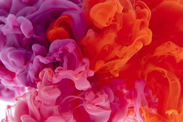 Fototapeta premium Vibrant Ink Plumes Swirling in Water