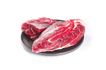 Fresh Raw Beef Cuts on Black Plate - Premium Red Meat Slices for Cooking