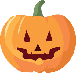 Orange pumpkin with a carved jack-o'-lantern face, simple design.