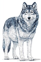 Majestic Wolf: The regal portrait of a solitary wolf exudes strength and resilience, its piercing gaze and formidable presence embodying the untamed beauty of the wilderness.