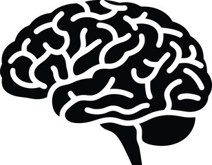 Brain silhouette stroke-only minimal outline, single-stroke vector icon optimized for mobile apps, small sizes, UI elements and clean interfaces