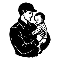 Father holding his baby with love and care