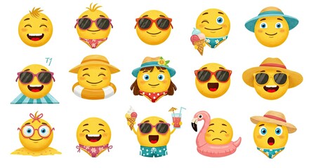 Collection of summer emojis