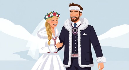 Couple in winter wedding attire