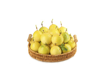 Fresh Golden Passion Fruits from Hainan China in Wicker Basket Display