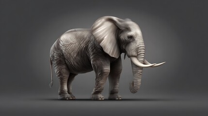 Elephant emoji icon with high-detail texture and matte gray background lighting