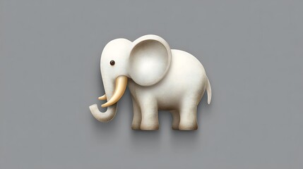 Elephant emoji icon with high-detail texture and matte gray background lighting