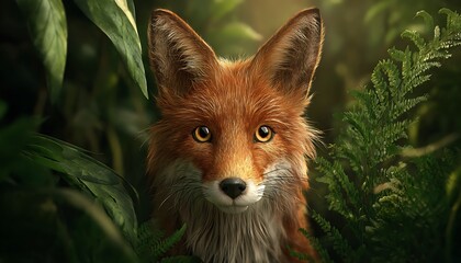 Fox face emoji icon in warm forest tones with fine fur highlights