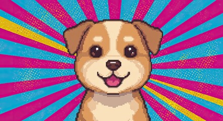 Cute pixel dog illustration