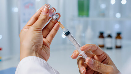 Syringe with medicine healthcare prevention vaccination hospital treatment