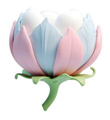 Delicate pastel flower blossom with soft pink and blue petals. Soothing atmosphere