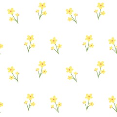 Seamless yellow floral pattern on white background