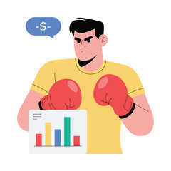 Martket War Flat Vector Illustration 