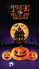 Spooky Halloween Night with Haunted House and Pumpkins