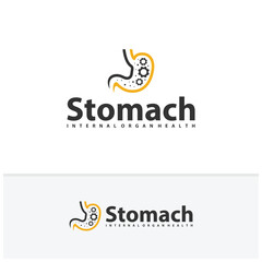 Obraz premium Gear Stomach logo vector. Simple vector logo design for medical human health.