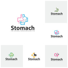 Set of Plus Stomach logo vector. Simple vector logo design for medical human health.