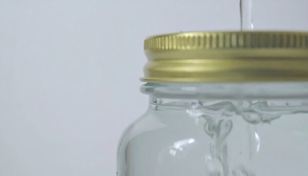 Pouring Transparent Viscous Liquid into a Glass Jar. - Powered by Adobe
