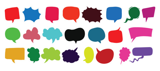 Collection of doodle speech bubbles, stickers, text boxes icons 