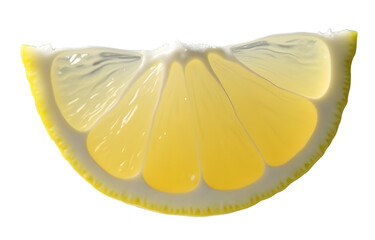 Vivid yellow lemon citrus fruit slice appears incredibly fresh and juicy