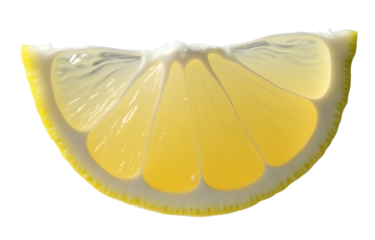 Vivid yellow lemon citrus fruit slice appears incredibly fresh and juicy