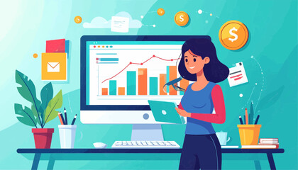 Online marketing budget chart vector