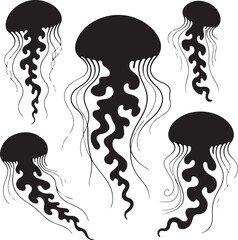 Jellyfish Silhouette Vector Illustration