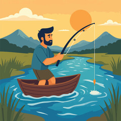 River Fishing in Nature
