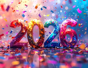 Colorful 2026 New Year's celebration