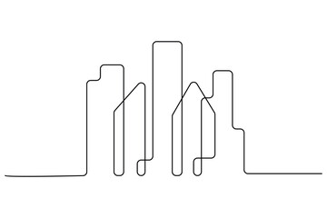 Office building continuous one line drawing minimalist outline vector  © FardinAhmed