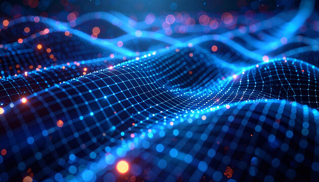 Digital Flow: A mesmerizing display of interconnected digital data flowing seamlessly. It's a high-tech visualization of the future, perfectly suited for design concepts.