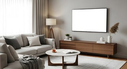 Modern comfortable living room with elegant furniture neutral colors
