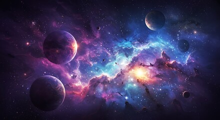 Cosmic Symphony - A Vibrant Nebula and Planetary Dance.