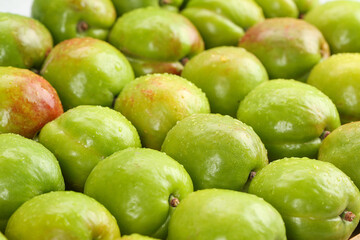 Fresh Green Aksu Pears with Natural Skin - Organic Fruit Background