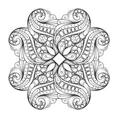 Ornamental floral mandala. Intricate hand-drawn vector design for coloring books and decorative prints.