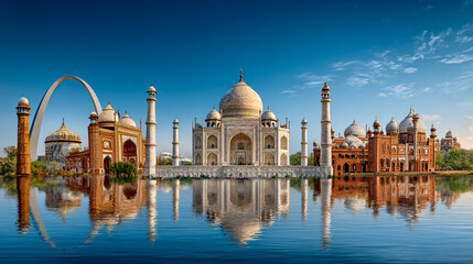 Fototapeta premium A collage of iconic Indian landmarks